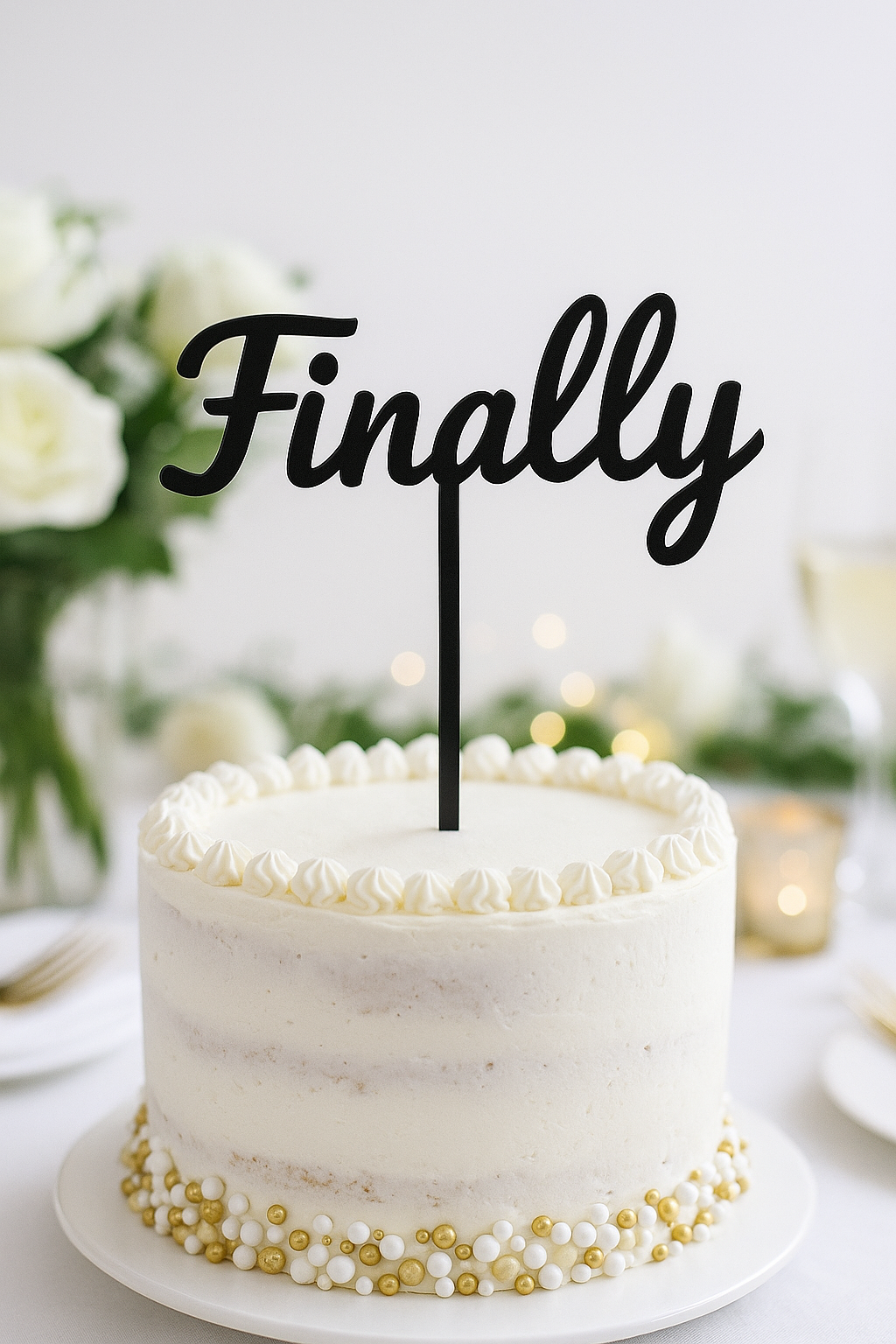 Finally Taarttopper – Perfect voor Eindelijk-Momenten (15 cm breed)