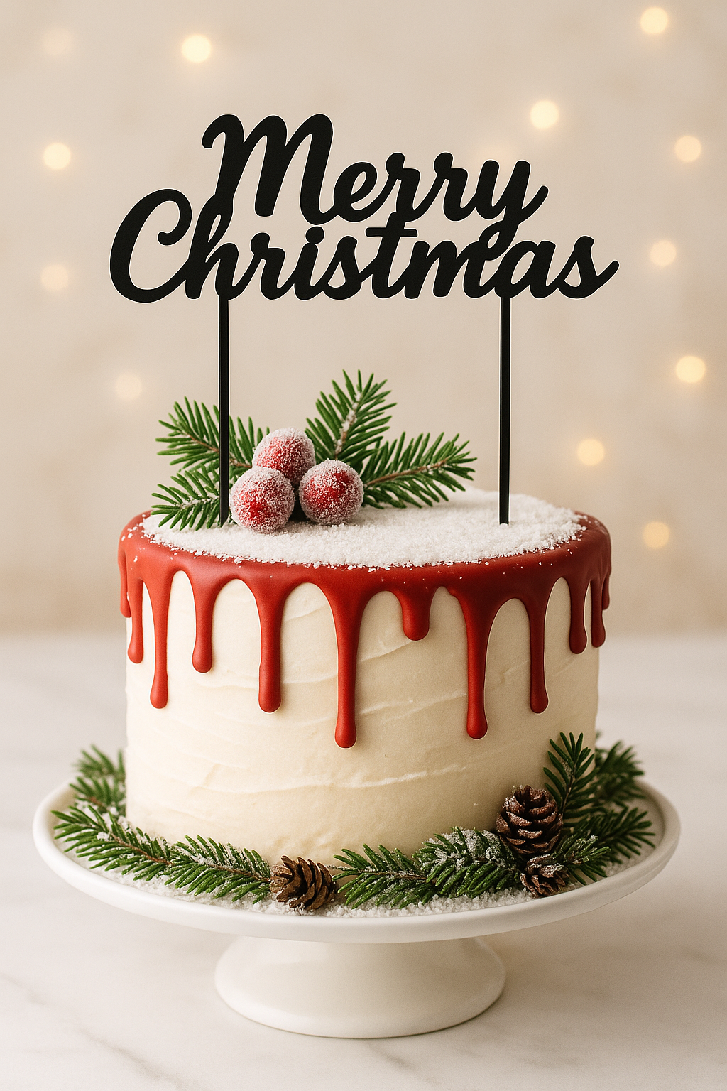 Merry Christmas Taarttopper – Feestelijke Kerst Eyecatcher (15 cm) | Nu met 50% korting