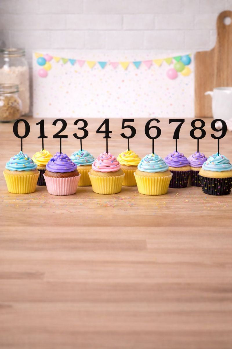 Cijfer cupcaketoppers 0–9 voor feestelijke cupcakes (Set van 5)